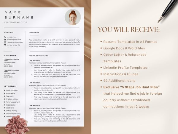 Reverse Chronological Resume - Google Docs Template Instant Download - Image 2