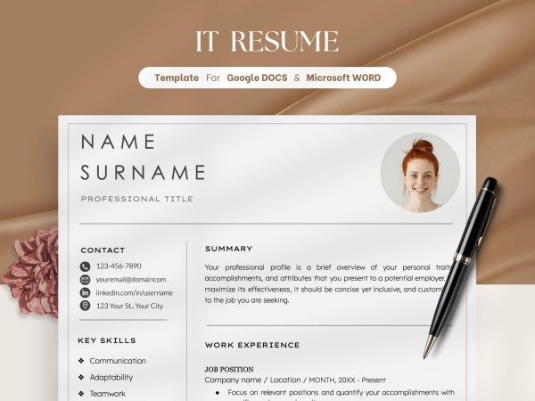 IT Resume Template Executive Director Resume Template for Google Docs and Word Professional Resume Template CV Template Business resume
