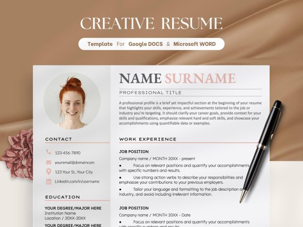 Resume Template Modern Resume Template with Photo Resume Template Word Creative Resume Cover Letter Professional CV Template