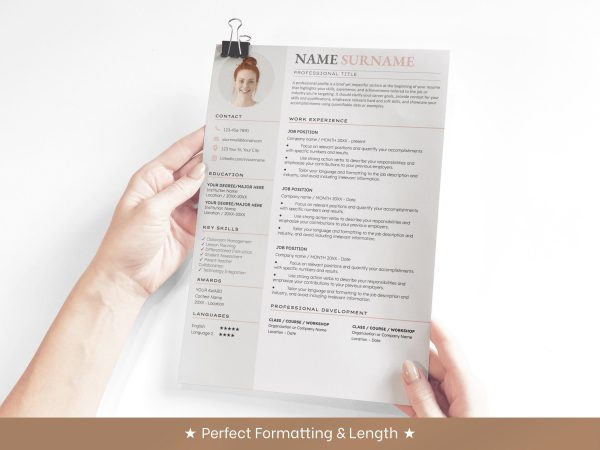 Resume Template Modern Resume Template with Photo Resume Template Word Creative Resume Cover Letter Professional CV Template - Image 4