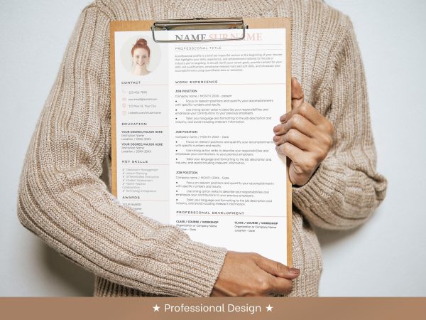 Resume Template Modern Resume Template with Photo Resume Template Word Creative Resume Cover Letter Professional CV Template - Image 5