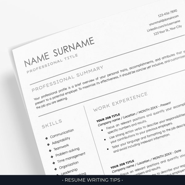 ATS Friendly Resume Template Minimalist Resume Template for Word Google Docs Resume Template CV Executive Resume Instant Download - Image 2
