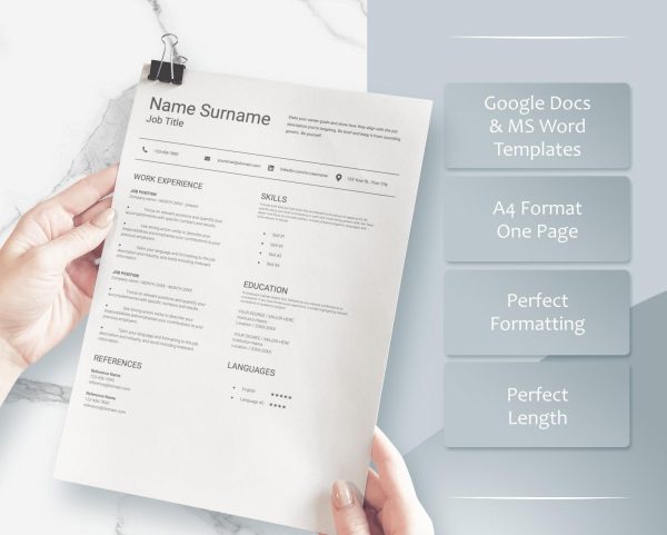 Google Docs Resume Template for Word Best Professional Resume Template with Cover Letter Executive Resume CV Template Google Docs Word CV - Image 3