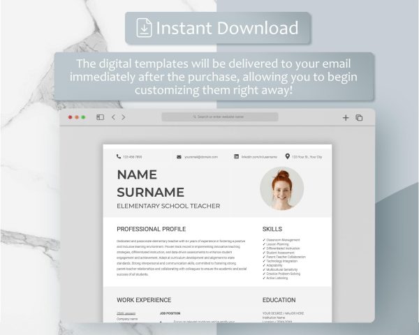 Simple Resume Template Word CV Google Docs Modern Resume Template CV Template Executive Resume Template Curriculum Vitae - Image 5