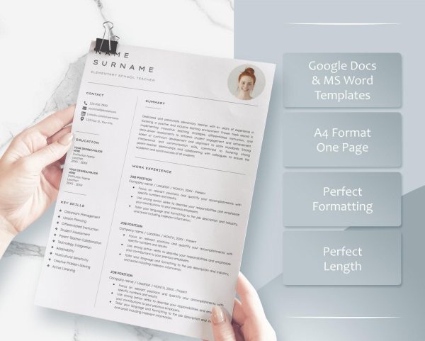 Minimal Resume Template Google Docs Resume Template Word CV Resume ATS Friendly CV Template Professional Clean Resume Template - Image 3