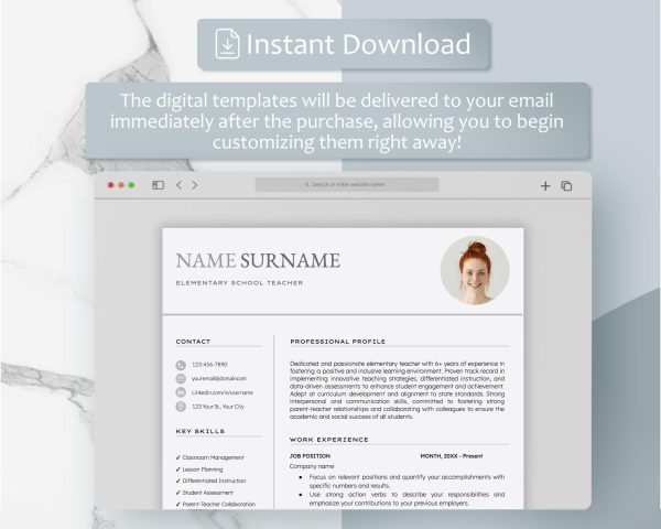 Professional Resume Template for Word 2025 Google Docs + Business Card | CV Template Resume Template Modern Resume Clean Resume - Image 6