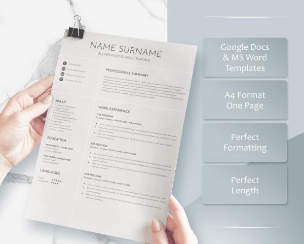 Professional Word Resume Template Editable Resume 2 Page Word CV Template Cover Letter cv Resume Instant Download Printable cv - Image 3