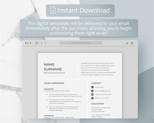 Teacher Resume Template for Google Docs and Word - Clean Modern - Image 6