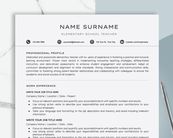 Modern Resume Template for Word & 2025 Modern CV Template Resume Design Marketing Resume Template Instant Download Sales Resume