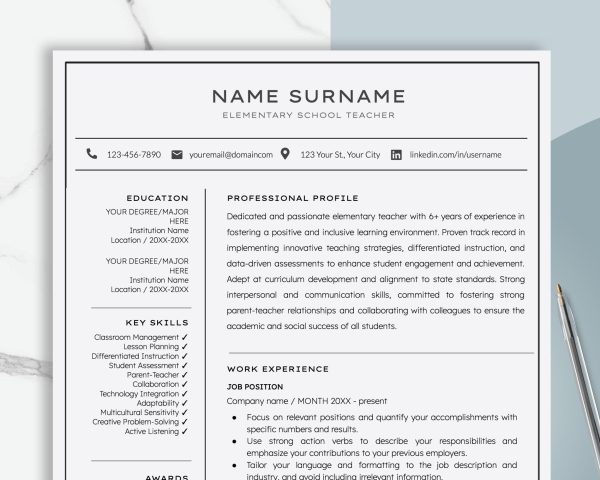 ATS Friendly Resume Template for Word 2025 Google Docs Resume Template ATS Compatible Resume Instant Download Simple Resume CV Format