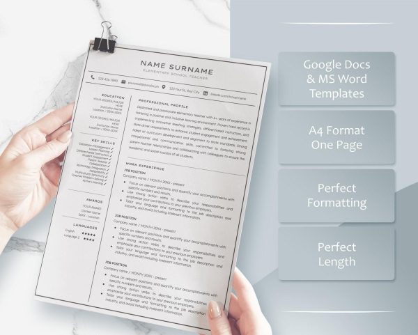 ATS Friendly Resume Template for Word 2025 Google Docs Resume Template ATS Compatible Resume Instant Download Simple Resume CV Format - Image 3