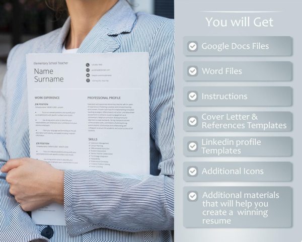 Simple Basic Resume Template for Word 2025 Google Docs Traditional Resume Template Single Column Resume 1 column resume template easy - Image 2