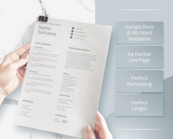 Simple Basic Resume Template for Word 2025 Google Docs Traditional Resume Template Single Column Resume 1 column resume template easy - Image 3