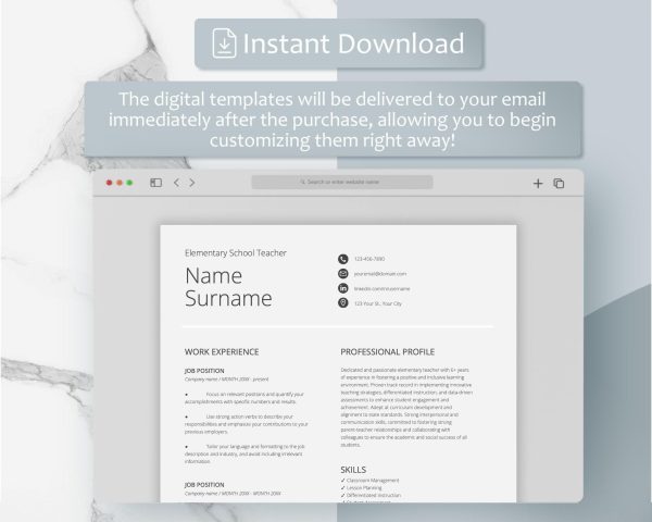 Simple Basic Resume Template for Word 2025 Google Docs Traditional Resume Template Single Column Resume 1 column resume template easy - Image 6