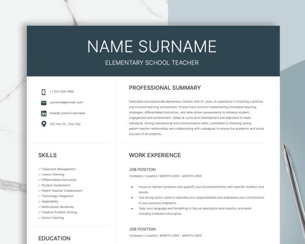 Creative Stylish Resume Template for Word & 2025 Nurse Resume Template Curriculum Vitae 1 2 and 3 Page Resume + Cover Letter Template