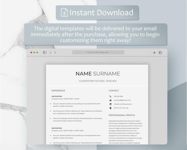 Executive Resume Template for Word One Two and Three Page Resume Template Professional CV Template Simple Resume Template - Image 5