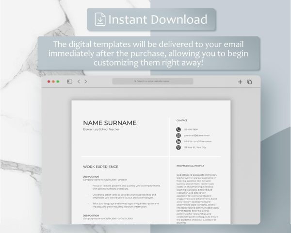 Clean Google Docs Word Resume Template Cover Letter References Modern Resume Template CV CV Template Professional Resume - Image 5