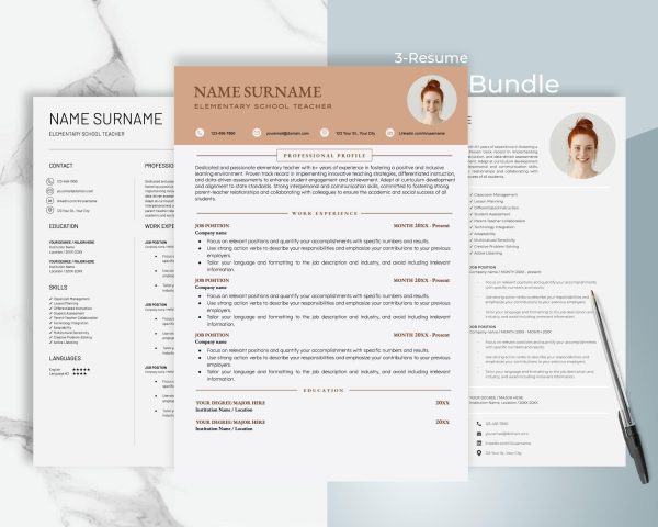 Resume Template bundle For Google Docs Microsoft Word Cover Letter and References Templates Resume Template Word Clean CV Template 2025