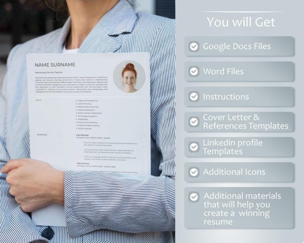 Resume Template bundle For Google Docs Microsoft Word Cover Letter and References Templates Resume Template Word Clean CV Template 2025 - Image 2