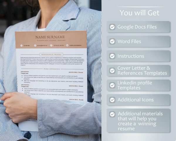 Modern Google Docs Resume Template Cover Letter References Resume Template Google Docs CVCV Template Professional Resume Template - Image 2