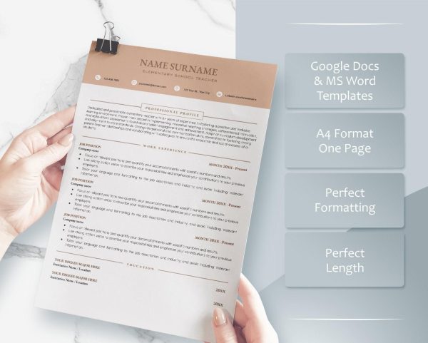 Modern Google Docs Resume Template Cover Letter References Resume Template Google Docs CVCV Template Professional Resume Template - Image 3