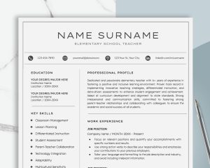 Teacher Resume Template Word Google Docs Creative Teacher Resume CV Teacher Professional Teaching Resume Education Resume