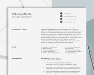 Teacher Resume Template for Word Resume Elementary School Teacher Resume Teaching Resume Instant Download Resume CV