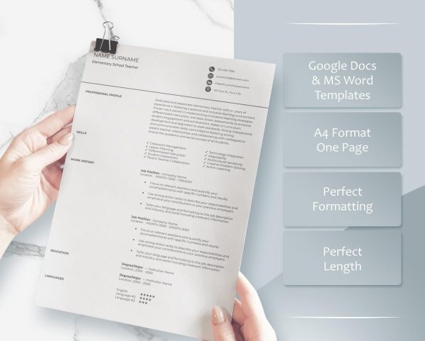 Teacher Resume Template for Word Resume Elementary School Teacher Resume Teaching Resume Instant Download Resume CV - Image 3