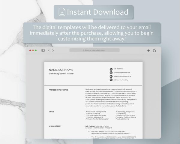 Teacher Resume Template for Word Resume Elementary School Teacher Resume Teaching Resume Instant Download Resume CV - Image 5