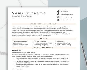 Teacher Resume Template for Word  Teacher Resume CV Creative Education Resume Elementary Resume Resume Teacher
