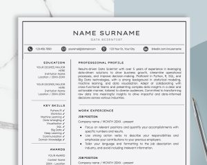Professional Resume Template Word Resume Cover Letter Tech IT Finance Resume Digital Download  Resume Templates