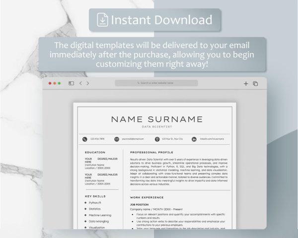 Professional Resume Template Word Resume Cover Letter Tech IT Finance Resume Digital Download  Resume Templates - Image 5