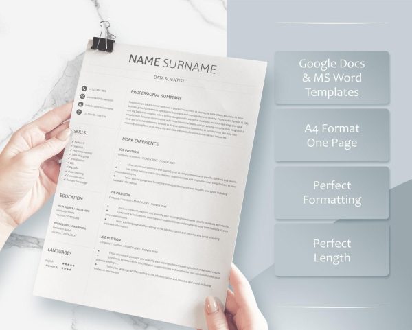 Resume for Developer ATS Friendly Tech Resume Template Tech IT Computer Science Resume for Google Docs & Word Modern Minimalist Resume - Image 3
