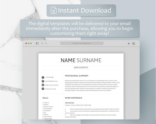 Resume for Developer ATS Friendly Tech Resume Template Tech IT Computer Science Resume for Google Docs & Word Modern Minimalist Resume - Image 5