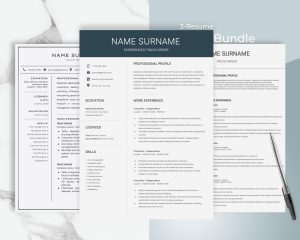 Masculine Resume Template Bundle for Men - Made in Google Docs And Word Perfect for Truck Driver