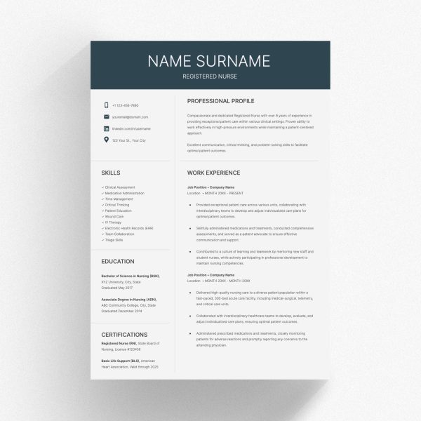 Professional Nursing Resume