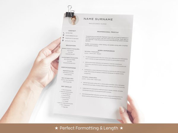 Nursing Resume Template for Google Docs and Word Registered Nurse Resume Remote Nurse New Grad Nurse Practitioner Resume CV Template - Image 4