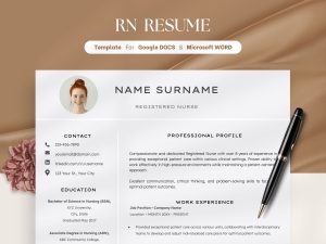 Nursing Resume Template for Google Docs and Word Registered Nurse Resume Remote Nurse New Grad Nurse Practitioner Resume CV Template