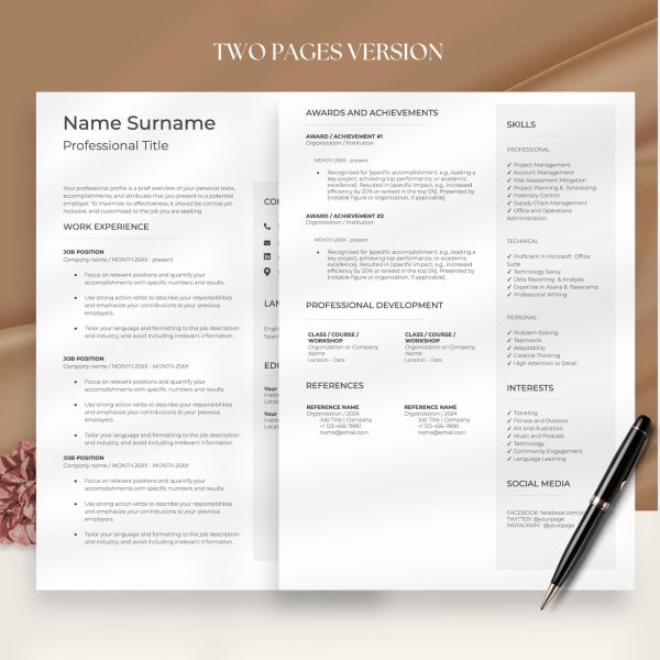 Professional Resume Template with photo Cv Template Resume Google Docs & Word Modern Resume Templates 2025 Minimalist CV - Image 3