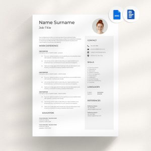 Professional Resume Template with photo Cv Template Resume Google Docs & Word Modern Resume Templates 2025 Minimalist CV