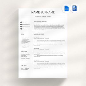 Teacher Resume Template Word Google Docs Teaching Resume Resume Template CV Teacher Professional High School Resume