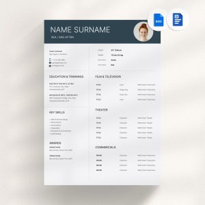 Actor Resume Template with Headshot and Cover Letter Theatre Resume Template Actress Resume Template Acting Resume Theatre Resume