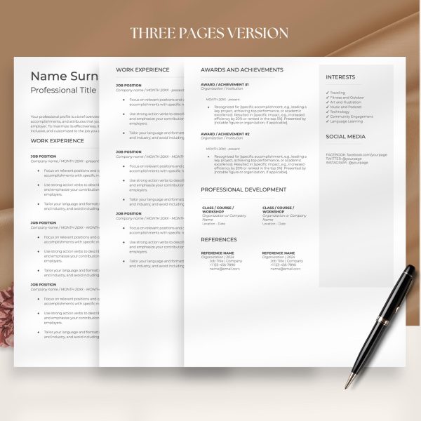 Professional Resume Template with photo Cv Template Resume Google Docs & Word Modern Resume Templates 2025 Minimalist CV - Image 4