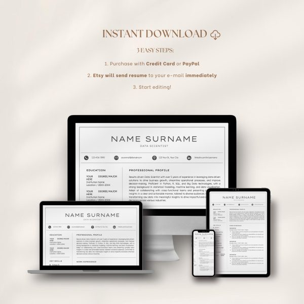 Data Science Resume Template Google Docs - Easy to Use Modern Professional Resume Clean CV Template - Image 7