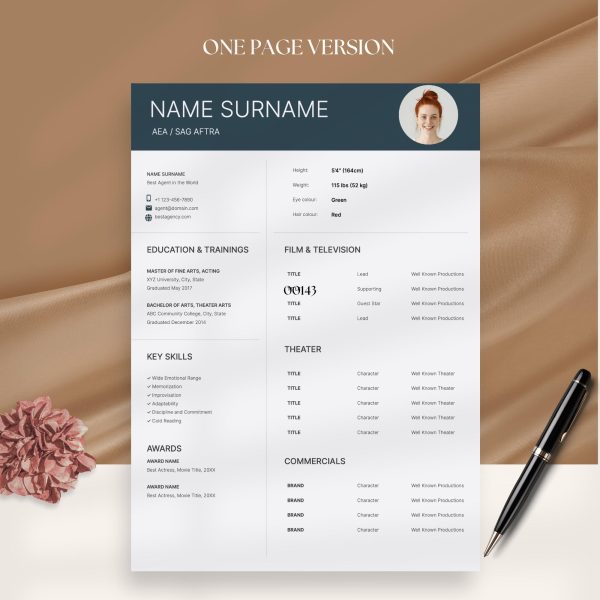 Actor Resume Template with Headshot and Cover Letter Theatre Resume Template Actress Resume Template Acting Resume Theatre Resume - Image 2