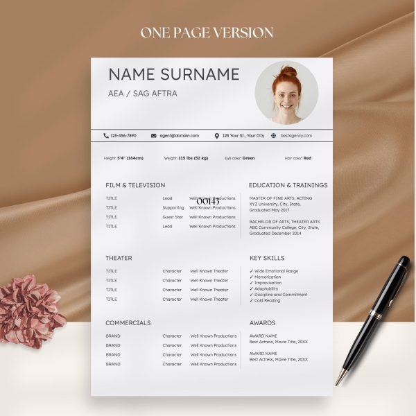 Actor Resume Template Google Docs - Creative Acting Resume Template Modern CV for Actors - Image 2
