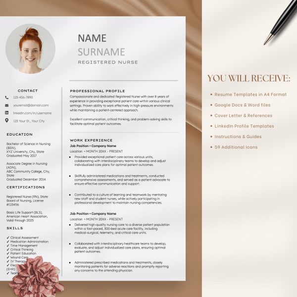 Registered Nurse Resume Nursing Student Resume Nurse Resume New Grad Nurse CV Template Medical Medical Assistant Resume Student Nurse - Image 5