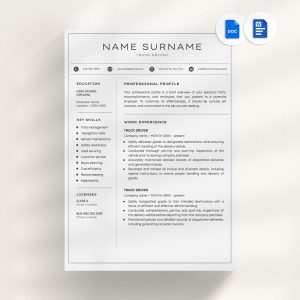 Resume Template for Truck Driver - Made in Google Docs CV Template For Delivery Driver