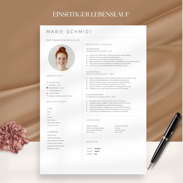 Lebenslauf Vorlage Professionelle Bewerbungsvorlagen Word Deutsch Bewerbungsvorlage Deckblatt Anschreiben Tabellarischer Bewerbung Word - Image 3