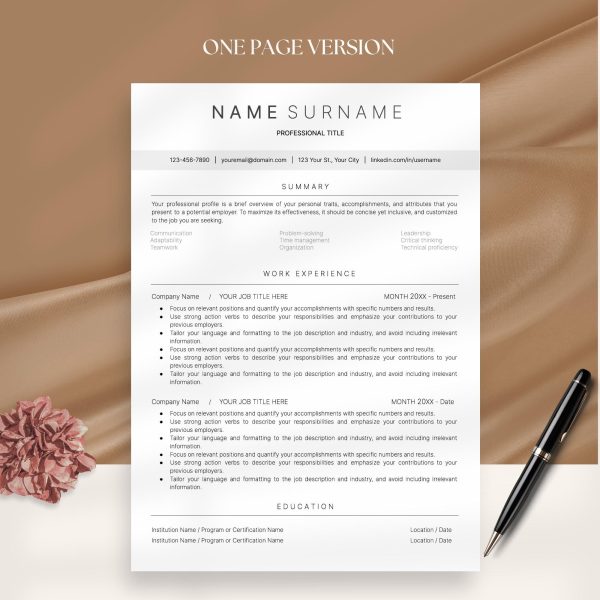 Professional Resume Template with photo Cv Template Resume Google Docs & Word Modern Resume Templates 2025 Minimalist CV - Image 2